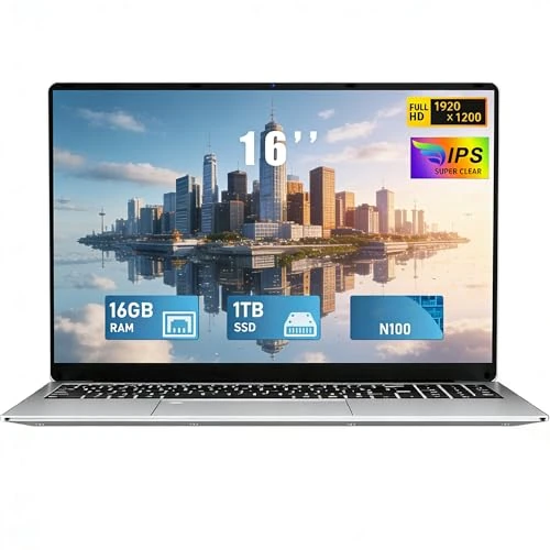 Offerta a tempo: FUNYET PC Portatile 16'' Celeron N100 Core 3.4 GHz Laptop RAM 16 GB DDR4 1 TB SSD Win 11 Pro 6000mAh Notebook IPS 1920×1200 USB3.0 BT5.0 WIFI5 HDMI Doppio altoparlante Tastiera Retroilluminata - 50% da 759.99 € a 379.99 €