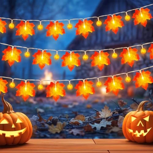 Oferta limitada: Neqraxis 2 Piezas Hoja de Arce Luz Cadenas, 3M 20LED Luces Decorativas de Halloween,Luz de Cuerda de Luces para Fiestas de Otoño,Guirnalda de otoño, para acción de Gracias, Navidad de 14.99 € a 5.99 € (ahorro 60%)