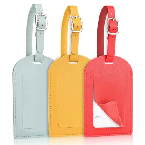 Offerta a tempo: AiQInu 3 Pezzi Etichette per Valigie Aereo, Etichetta Valigia in PU, Targhetta Valigia con Nome e Indirizzo, Luggage Tag per Aereo Bagaglio Valigie Zaini - 0.00% da 5.99 € a 5.99 €