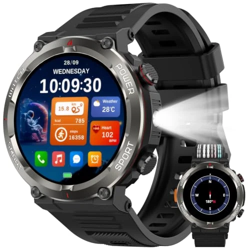 Oferta limitada: Yxtel Reloj Inteligente Militar con Linterna LED, Brújula, BT, 1.45" de 99.99 € a 39.99 € (ahorro 60%)