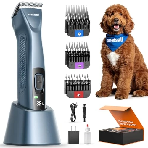 Offerta a tempo: oneisall Tosatrice per Cani pelo lungo professionale, Tosatore Rasoio, 2 Livelli da Tosatrici Elettriche per cani/Gatti, Con batteria rimovibile e pettine in acciaio carbonizzato - 36% da 149.99 € a 95.94 €