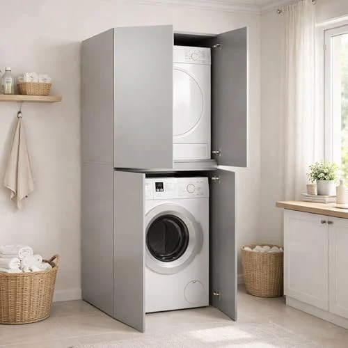 Offerta a tempo: Dmora Armadio Multiuso Grande Lobelia 70x195h cm Grigio un Ripiano Apertura Battente, Porta Lavatrice e Asciugatrice Made in Italy - 7% da 355.99 € a 331.99 €