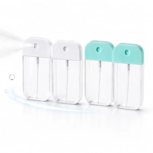 Zeitlich begrenztes Angebot: BIVYAX Mini Sprühflaschen 50ml im Ästhetischen Design, 4 Stück Wiederverwendbare Zerstäuber für Parfüm und Kosmetik, sprühflasche klein Clean Girl Style in Weiß und Türkis, für Reise und Handtasche von 7.98 € auf 3.99 € (50% R