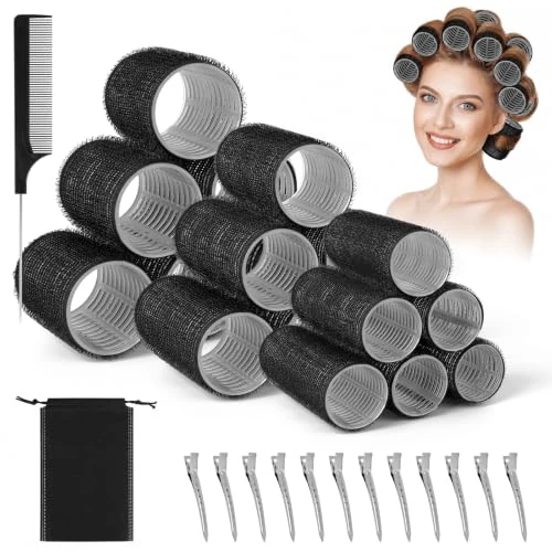 Offerta a tempo: VINATO Bigodini 32 pezzi – Autoagglomeranti con nucleo in alluminio, 18 bigodini in 3 taglie (40 mm, 30 mm, 20 mm), 12 clip per capelli, 1 pettine, Per boccoli e volume, adatti per styling a freddo - 0.00% da 9.99 € a 9.99 €