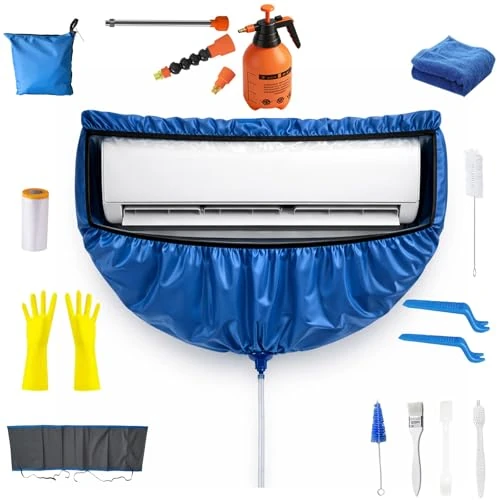 Offerta a tempo: ZSPLIT-MAIR Kit pulizia condizionatore con pannelli laterali su entrambi i, copertura impermeabile in materiale spesso per condizionatore split a parete – Blu, Taglia 2XL - 20% da 68.80 € a 55.10 €