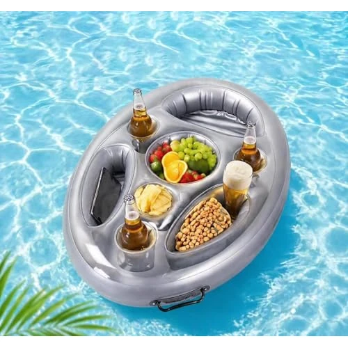 Offerta a tempo: Neuytiky Portabevande Gonfiabile 2 in 1 con 8 Fori, Vassoio Galleggiante Grande Capacità, Bar Piscina Gonfiabile per Accessoire Piscina, Bouee Piscina, Spa Gonfiabile - 72% da 17.99 € a 4.99 €