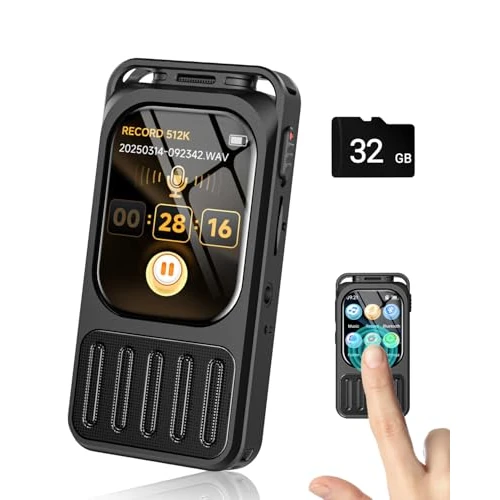 Offerta a tempo: Registratore Vocale con Touchscreen 2" e Bluetooth, XIXITPY 100 Ore Registratore Professionale con Cancellazione del Rumore, Attivazione Vocale, MP3 per Lezioni, Riunioni, Interviste, Classe - 38% da 79.99 € a 49.99 €
