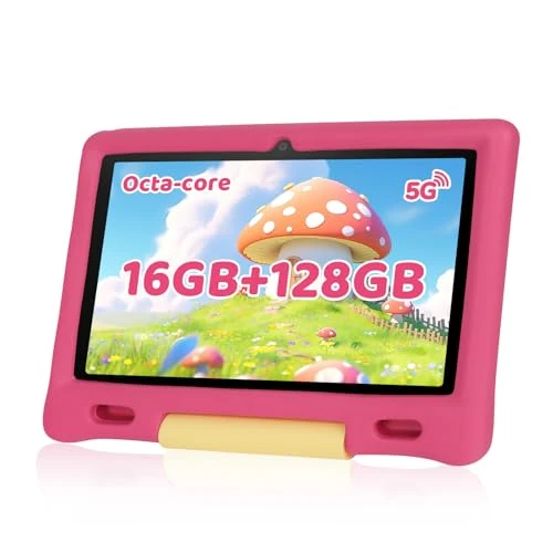 Offre limitée : Tablette Enfants 10 pouces Android pour enfants avec Octa-Core | 16Go 128Go 1To TF | Contrôle parental | WiFi 6/BT 5.3, Face ID | Widevine L1, Tablette pour enfants avec coque de protection - Rose de 129.99 € à 129.99 € (0.00% de remise)