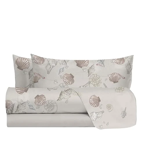 Offerta a tempo: hermet Set Lenzuola Letto Matrimoniale In 100% Cotone Fantasia, Completo Letto 2 Piazze, Lenzuolo da Sopra + Lenzuolo con Angoli +2 Federe, Noemi Sabbia - 0.00% da 29.90 € a 29.90 €