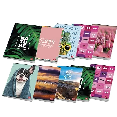 Limited-time offer: Pigna, Pack of 10 Maxi Notebook Assortment Girl A4, 80 Pages + Backing, Paper 80 g/m², Inner 1R, Lines from 20.56 £ to 9.66 £ (save 53.02%)