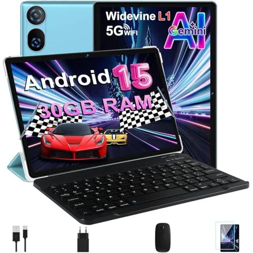 Offerta a tempo: Tablet 10 Pollici Android 15 con 30 GB RAM+2TB ROM Espansione, Widevine L1 - 50% da 199.99 € a 99.99 €