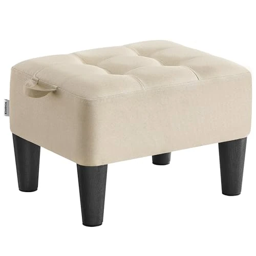 Offerta a tempo: SONGMICS Sgabello Poggiapiedi, Pouf Contenitore in Tessuto Simil Lino, Imbottitura Spessa, Portata fino a 150 kg, per Soggiorno, Camera da Letto, Ingresso, Beige Sabbia e Nero Inchiostro LOM502LF01 - 0.00% da 23.99 € a 23.99 €