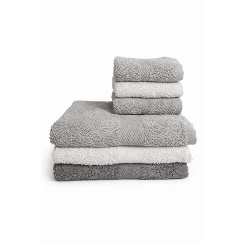 GX GARGIX Set Asciugamani Bagno 3+3 in Spugna Morbida – 3 Asciugamani Grandi + 3 Piccoli, Assorbenti e Resistenti (GX/VANN-1)