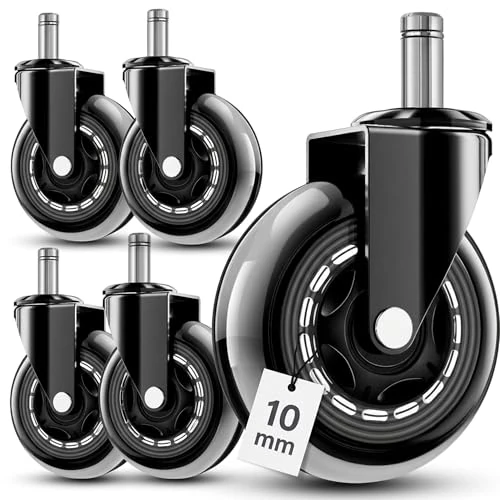 Offerta a tempo: Ediesi, Ruote Sedia Ufficio in Silicone (Set da 5) – Rotelle Silenziose e Scorrevoli – Ricambio Universale 10x22mm – Protegge Pavimento, Struttura in Acciaio - 0.00% da 17.36 € a 17.36 €