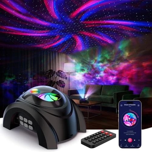 Offerta a tempo: Le projecteur de ciel étoilé propose 58 effets lumineux, une veilleuse à double objectif, du bruit blanc et un haut-parleur Bluetooth ; il convient aussi bien aux enfants qu'aux adultes (nero) - 56% da 26.99 € a 11.99 €