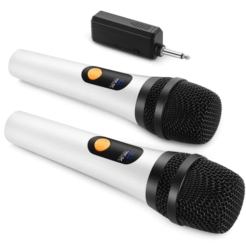 Offerta a tempo: ALPOWL Microfono Wireless, doppio microfono dinamico Bluetooth digitale con ricevitore ricaricabile, portata 60M, microfono per canto, karaoke, riunioni, chiesa, matrimonio - 33% da 59.99 € a 39.99 €