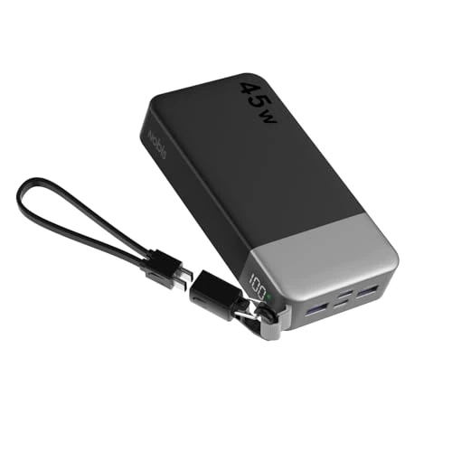 Limited-time offer: NOBIS 20000mAh Portable Charger 45W Power Bank with Detachable Cable | 2C+2A Battery Bank with Digital Display，Fast Charging for Phone, Laptop, Tablet And More from 45.99 £ to 30.59 £ (save 33%)
