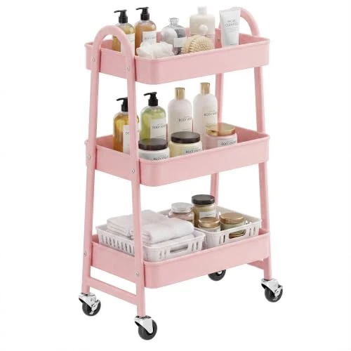 Offerta a tempo: SONGMICS Carrello Scorrevole a 3 Livelli di Acciaio, con 2 Freni e Manici - 15% da 28.99 € a 24.64 €