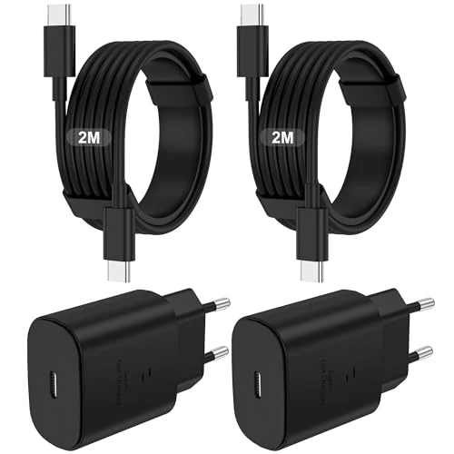 Zeitlich begrenztes Angebot: Ladegerät für Samsung Rapido, 2 Pack USB C Ladegerät 25 W für Handy, 2 USB-C-Kabel zu 2 m, Netzteil mit Steckdose kompatibel für Samsung Galaxy S26/S25/S24/S23/S22/S21/+/Ultra/A73/Adapter von 26.26 € auf 21.47 € (18% Rabatt)