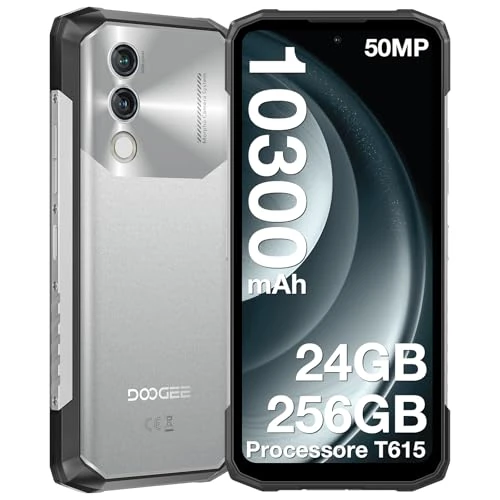 Offerta a tempo: Blade 10 Power Rugged Smartphone, 10300mAh, 24GB+256GB Telefono Indistruttibile, 90Hz 6.6" HD+IPS, 50MP+8MP Smartphone Rugged, Triple Card Slot,Android 14/Fingerprint ID/Face Unlock/NFC/OTG, Argento - 0.00% da 259.99 € a 259.99 €