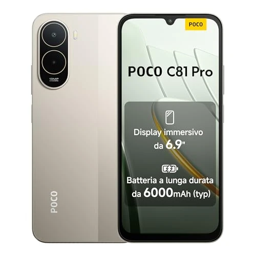 Zeitlich begrenztes Angebot: Poco C81 Pro Smartphone, 4 GB + 128 GB, Handy, 6000 mAh Akku, 120 Hz Bildschirm, 6,9 Zoll Display, 13 MP AI-Doppelkamera, Gold, zusätzliche 1 Jahr Garantie von 199.90 € auf 119.90 € (40% Rabatt)