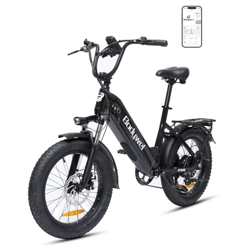 Offerta a tempo: Bodywel F20 Bici Elettrica Adulti, Fatbike 20” x 3,0” Tutti i Terreni, Telaio Step-Through, Batteria 48V 15Ah, Motore 250W, 7 Velocità, Display LED 4,5", Forcella Ammortizzata, Nero (Nero) - 0.00% da 899.99 € a 899.99 €
