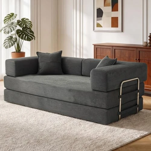 Offerta a tempo: Vipbear Divano disossato, 200 cm modulare a 3 posti con 2 cuscini in memory foam estraibili 5 in 1 per camera compatta, grigio - 0.00% da 359.99 € a 359.99 €