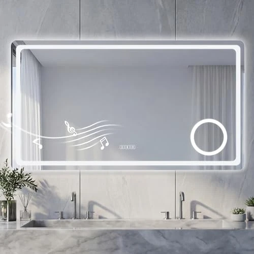 Offre limitée : NeoArt Miroir Salle de Bain Bluetooth et Éclairage LED Anti-buée 3 Couleurs de 3000K à 6500K Dimmable de 10% à 100% Loupe 3X Tactile avec Mémoire Haute Définition IP44&IP65 Étanche 120x70cm de 179.99 € à 149.99 € (16.67% de remise)