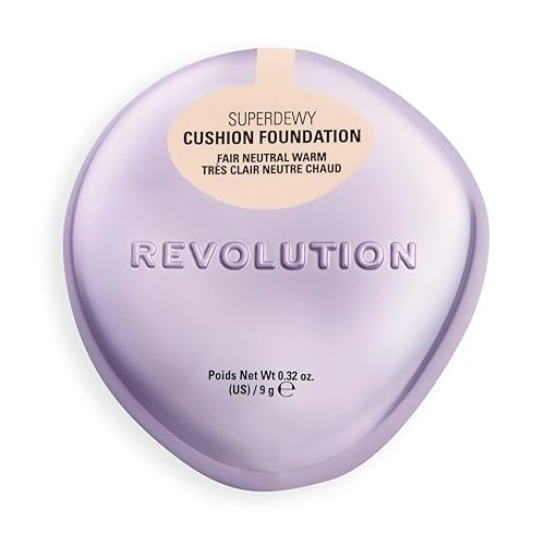Limited-time offer: Revolution Superdewy Cushion Foundation, Fair Warm | Buildable Coverage, Hydrating for Mature Skin, Radiant Finish with Peptides, Vegan & Cruelty-Free, 0.32 oz from $14.00 to $14.00 (save 0.00%)