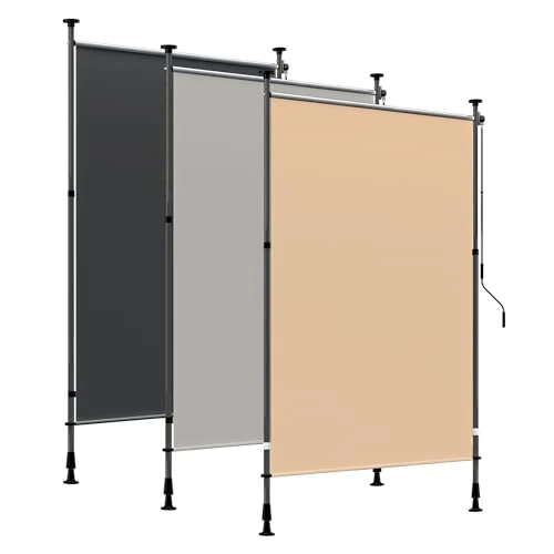 Offerta a tempo: HOMEDEMO Tenda da Sole verticale con manovella regolabile, Tende da sole per esterno senza foratura, Altezza Regolabile, Impermeabile e Anti-UV, per Balcone e Terrazzo, 150x(220-310) cm, Cachi - 0.00% da 94.99 € a 94.99 €