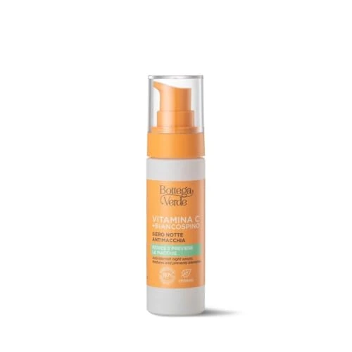 Offerta a tempo: Bottega Verde - Vitamina C + Biancospino, Siero Notte Antimacchia Viso e Mani, 30 ml, con Vitamina C Microincapsulata, Biancospino e Cybright, Schiarente e Uniformante per Tutti i Tipi di Pelle - 0.00% da 19.99 € a 19.99 €