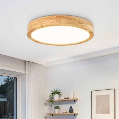 Offerta a tempo: Dehobo Plafoniera LED Soffitto in Legno 30cm, 24W 6000K Bianco Freddo - 30% da 32.99 € a 23.22 €