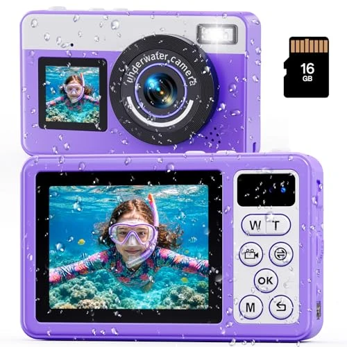 Tijdelijke aanbieding: Maxmango D70 4K onderwatercamera - 48MP 10FT waterdichte digitale camera, paars van 79.99 € naar 79.99 € (0.00% korting)