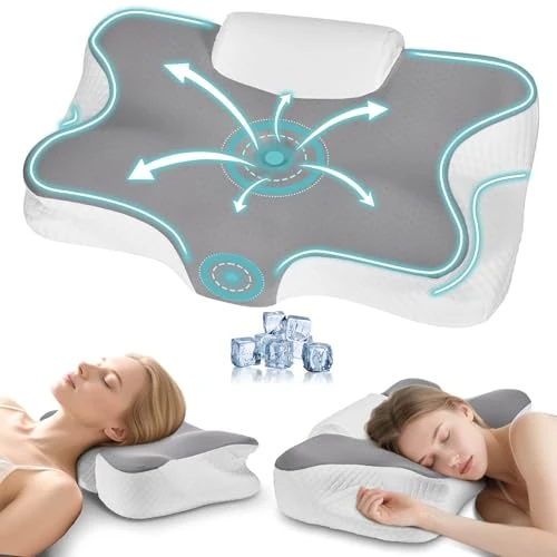 Offerta a tempo: Levesolls Cuscino Cervicale 2 in 1 in Memory Foam Ergonomico, per Dormire su Fianco, Schiena e Stomaco, con Federa Sfoderabile e Lavabile, 61x41x12/13 cm (Grigio) - 12% da 31.99 € a 28.04 €
