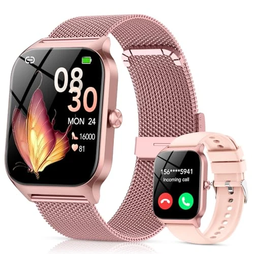 Zeitlich begrenztes Angebot: Smartwatch Damen mit Telefonfunktion, 1.85" HD Uhren mit Herzfrequenz SpO2 Schlafmonitor Schrittzähler, 120+ Sportmodi Fitnessuhr, IP68 Fitness Tracker, Smart Watch Kompatibel für Android iOS Rosa von 129.99 € auf 35.89 € (72%