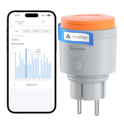 Offerta a tempo: SONOFF S61s Outdoor (Schuko) – Spina intelligente da esterno, IP44, compatibile con Matter, Wi-Fi 2,4 GHz, 16 A, 3840 W, monitoraggio energetico, funziona con Alexa, Google Home, Home Assistant - 37% da 20.40 € a 12.79 €