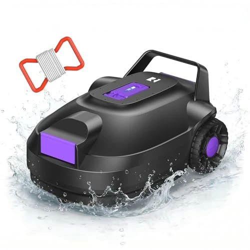 Offerta a tempo: Redkey S200 Robot Piscina Senza Fili, 180 Min Autonomia, Doppi Motori, Doppia Aspirazione, Parcheggio Automatico, Robot Piscine Fuori Terra a Fondo Piatto fino a 100 m²(Viola) - 0.00% da 149.99 € a 149.99 €
