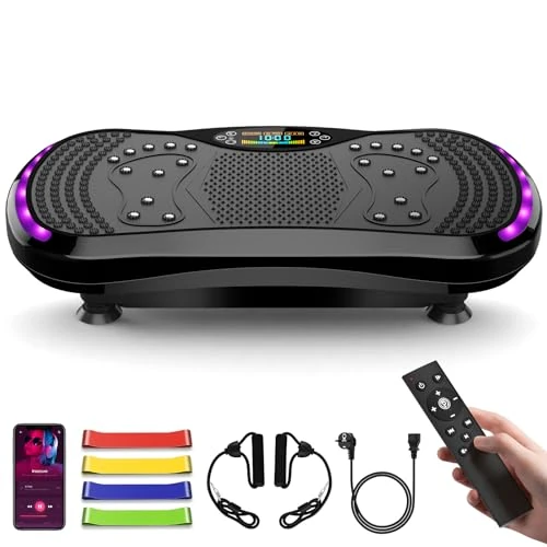 Oferta limitada: Plataforma Vibración Muscular Vibration Plate con 200 Niveles, 9 Programas, Bluetooth y 4 Bandas, Plataforma Vibratoria de Bajo Ruido hasta 200 kg para Adelgazar y Drenaje Linfático de 149.99 € a 149.99 € (ahorro 0.00%)