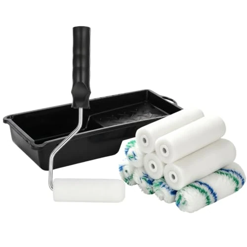 Offre limitée : VINATO Kit Peinture 12 Pièces, 5x Rouleau Mousse + 5x Rouleau Velours + 1x Manche + 1x Bac Peinture, Petit Rouleau Peinture Mur Intérieur, Mini Rouleau pour Laque, Bois, Porte, Rénovation, Noir de 11.99 € à 11.99 € (0.00% de remise)