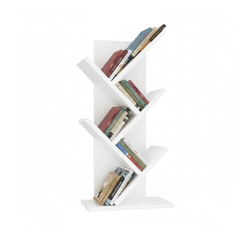 Offerta a tempo: Baroni Home Libreria ad Albero Salvaspazio a 4 Ripiani Scaffale Portalibri Verticale da Terra per Soggiorno, Studio e Cameretta, 18x30x60 cm Bianca - 13% da 31.99 € a 27.99 €