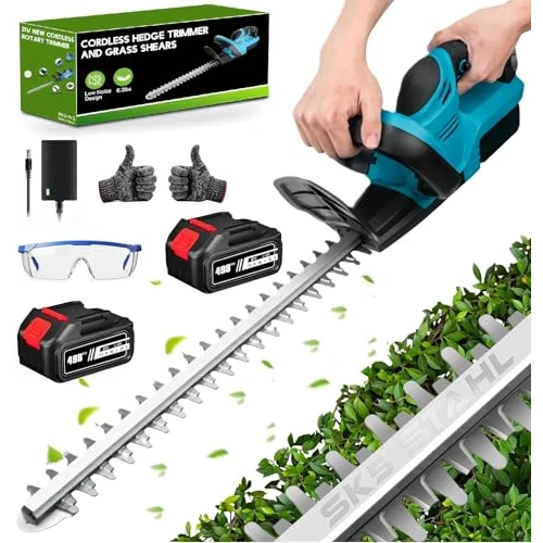 Offre limitée : Taille Haie sans Fil 21V, 1000W Taille Haie Batterie avec Batteries 6,0 Ah, Lame Double Action 52 cm et Écartement 15 mm, Taille-Haie Électrique Léger pour Haies, Arbustes et Jardin (avec 2 Batteries) de 79.99 € à 55.99 € (30% de remise)