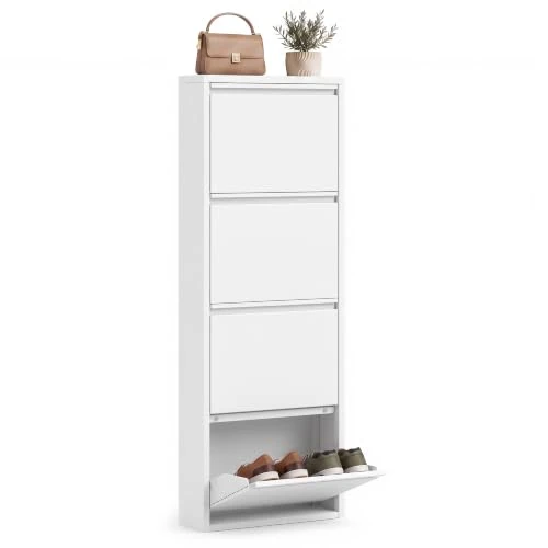Zeitlich begrenztes Angebot: VASAGLE Schuhschrank, Schmaler Schuhkipper, 4 Klappen, Stahl von 84.99 € auf 84.99 € (0.00% Rabatt)