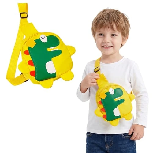 Oferta limitowana: Żółty plecak dziecięcy dziecięcy dinozaur plecak dziecięcy 2 w 1 nylonowa torba na ramię mini rozmiar 17 x 12 x 7 cm dla dzieci 1-5 lat, idealny na wycieczki i na co dzień z 28.09 zł na 28.09 zł (oszczędź 0.00%)