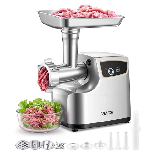 Oferta limitada: VEVOR Picadora de Carne 700 W 0,77 HP, Picadora de Carne Eléctrica Capacidad de 2,3 kg/min, con 3 Discos de Molienda, 3 Tubos de Embutir Salchichas, para Cocinas Domésticas, Restaurantes, Carnicerías de 118.90 € a 118.90 € (ahorro 0.00%)