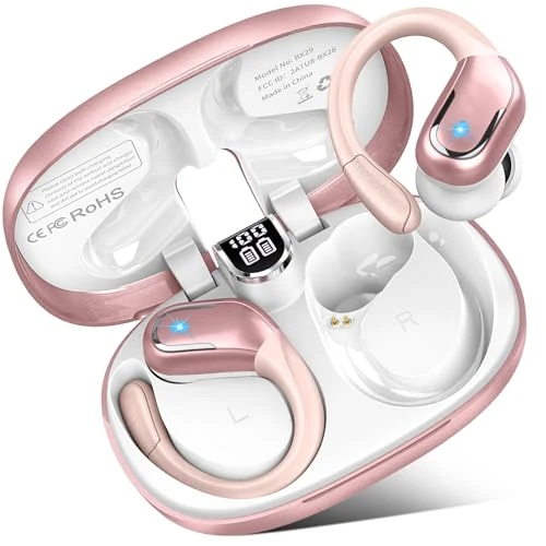 Offerta a tempo: Cuffie Bluetooth 5.4 Sport, Auricolari Bluetooth 75 Ore HiFi Stereo,Cuffie Wireless Impermeabili IPX8,4 ENC Cancellazione Rumore Mic,Con Display a LED, Headphones Per Corsa e Sport Estremi, USB-C - 78% da 89.99 € a 19.99 €