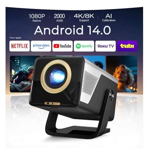 Offerta a tempo: [2000 ANSI/Assistente Vocale IA/1080P Nativo] Videoproiettore Intelligente LYNCAST X7 Smart Video Proiettore con Android 14 IA Auto Focus/Keystone Proiettore con WiFi6 e Bluetooth5.4, Display 200" - 0.00% da 399.99 € a 399.99 €