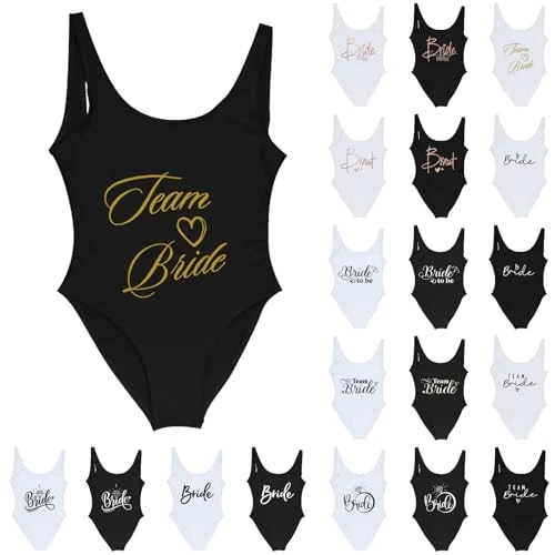 Generico Costume Bride Costume Team Bride Addio al Nubilato Addio al Nubilato Kit Addios Nubilatos Sposa E Amiche Costumi da Bagno Donna Intero Beachwear Bikini Mare