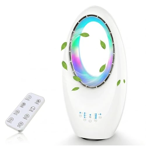 Offerta a tempo: Aiorber Ventilatore a Torre Senza Pale Silenzioso con Telecomando, 24 Velocità, 3 Modalità, Oscillazione 75°, Timer 12H, Illuminazione LED 4 Colori, per Camera da Letto, Ufficio e Soggiorno (Bianco1) - 0.00% da 89.99 € a 89.99 €