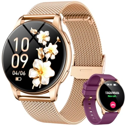 Offerta a tempo: Orologio Smartwatch Donna con Chiamate Bluetooth: 1.32" AMOLED Smart Watch da Cardiofrequenzimetro Pressione Sanguigna Sonno Sport Contapassi Impermeabile IP68 Fitness Watches per Android e IOS - 39% da 55.99 € a 34.20 €