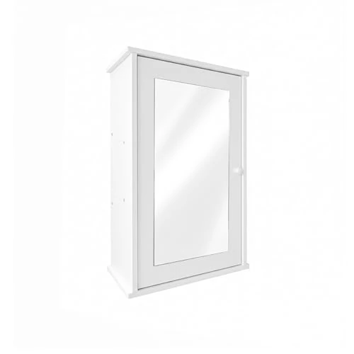 Offerta a tempo: Baroni Home Pensile Bagno con Specchio Contenitore, Armadietto da Parete con Anta a Specchio, Mobile Bagno Salvaspazio in Plastic Wood, 34x15x53 cm Bianco - 58% da 79.99 € a 33.99 €